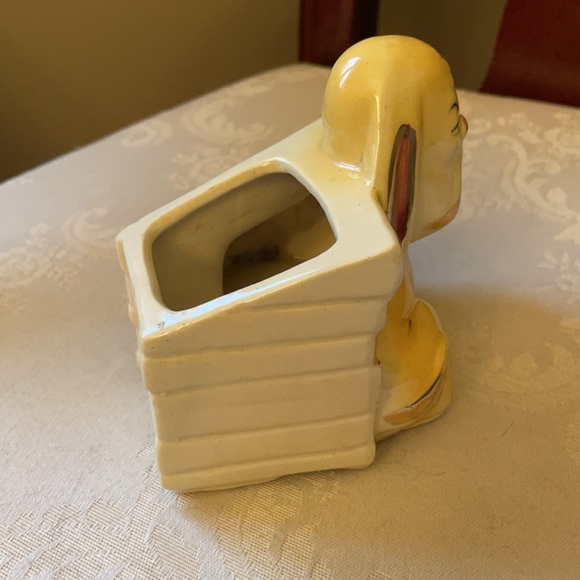 Vintage Shawnee Pottery USA dog puppy ceramic planter with gold trim EUC - Picture 4 of 10
